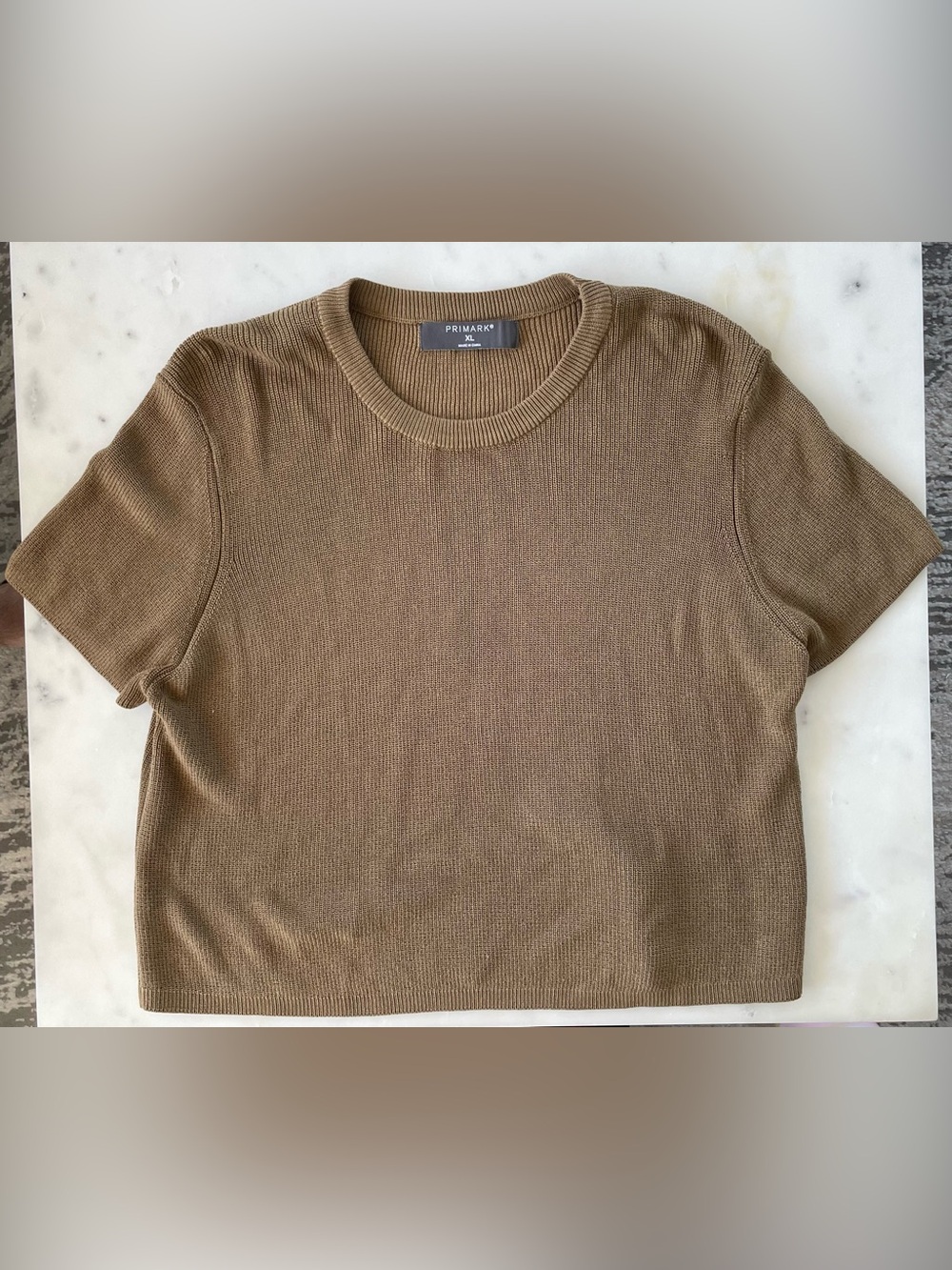 Primark Olive Mesh Knit Crewneck Tee